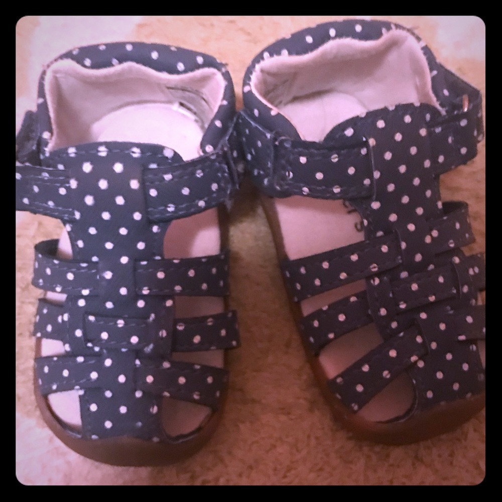 Carters Blue polka dot sandals.